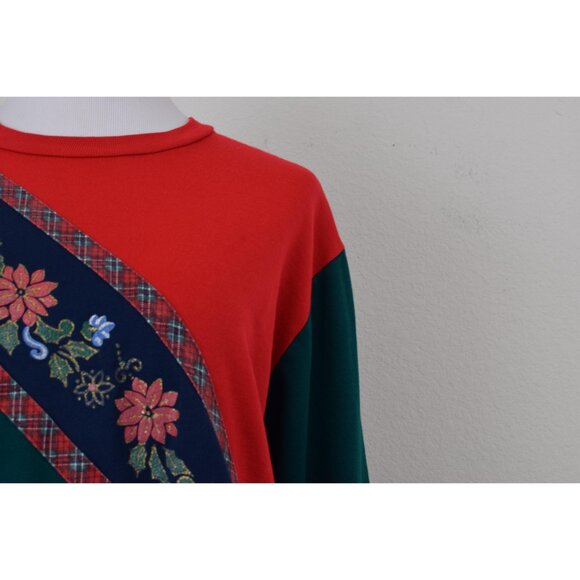 Vintage 80s Red and Green Christmas Sweatshirt - Picture 5 of 10